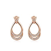 18K Rose/White Gold Plated Jewelry Use Shining Clear Austria Crystal Double Round Waterdrop Earrings