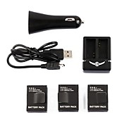 SMJ G-659 Smart Dual-Charging Charger + 3 Batteries+Car Charger Travelling Set for Gopro Hero3+/3