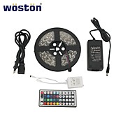 woston 5 mètres, étanche 300x5050 RVB SMD LED bande lumineuse avec 44 boutons de la télécommande et adaptateur secteur série (100-240)