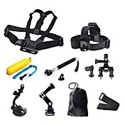 Gopro Accessories 9 in 1 Kit Chest +Head Strap+Floating Grip +Handlebar Seatpost + Monopod +Suction Cup For GoPro