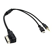 Media In AMI MDI to Stereo 3.5mm Audio Aux & Micro USB Charge Adapter Cable For Car VW AUDI 2014 A4 A6