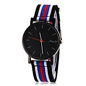 Men's Simple Black Dial Stripe Fabric Band Quartz Wrist Watch (Assorted Colors)