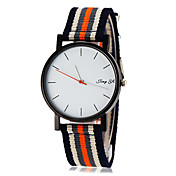 simple, montre cadran blanc bande-bracelet à quartz bande de tissu pour hommes (couleurs assorties)