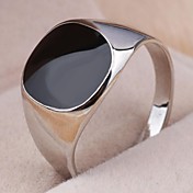 Vintage Contracted Alloy Square Black Oil Men's Statement Ring