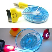 sourire qui coule câble de courant 30 broches chargeur de pomme avec led pour iphone 4 / 4s (couleurs assorties)