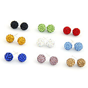 Colorful Shamballa Crystal Stud Earrings For Women