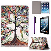 Multicolour Tree Pattern PU Leather Case with Screen Protector and Stylus for iPad mini 1/2/3