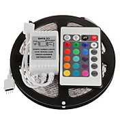 5M 300X3528 SMD RGB LED Strip Light with 24Key Remote Controller (DC12V)