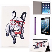 Glasses Dog Pattern PU Leather Case with Screen Protector and Stylus for iPad mini 1/2/3