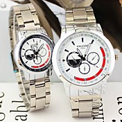 Couple's Round Dial Alloy Band Fashion Quartz Watch (Assorted Colors)