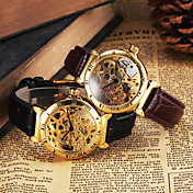 squelette d'or bande de cuir robe auto du vent automatique montre cjiaba des hommes (couleurs assorties)