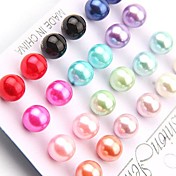 Fashion Elegant Stud Earrings [1 Package Contains 12 Pairs ] Random Color