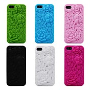 3d rose caoutchouc de silicium de motif étui pour iPhone 5 / 5S (couleurs assorties)