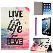 Live Life Sea Pattern PU Leather Case with Screen Protector and Stylus for iPad mini 1/2/3
