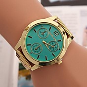 omen's Gold Round Case Alloy Band Quartz Fashion Watch