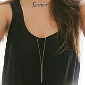 Eruner® Simple Geometric Rectangular Metal Tassel Chain Necklace