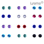 Lureme 12 pairs per Set Shining Diamond Stud Earrings