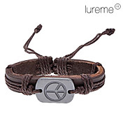 Lureme®Unisex Peace Sign Fabric Leather Bracelet(Random Color)