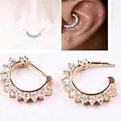 Hot Sales Zircon Gold Open Hoop Septum Clicker Nose Ring Tragus Barbell Earring Body Jewelry