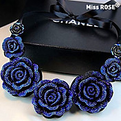  Mlle Rosé® bleu européens et américains vintage rose collier de résine