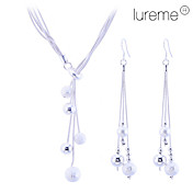 Lureme women's Matte Little Ball 925 Sterling Silver Plated Jewelry Set(Necklace & Earrings) 