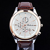 Men's Fashion Casual Waterproof Leather Wrist Watch 