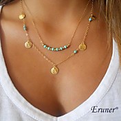 Eruner® Multi-layer wafer and turquoise pendant necklace