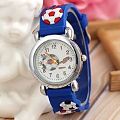 Children's Sports Style Football Silicone Strap Quartz Wrist Watch Blue (1Pc)