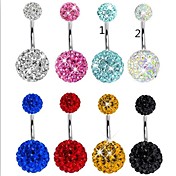 Stainless Steel CZ Shamballa Crystal Ball Body Piercing Navel Belly Button Ring Girl Ear Stud CF049