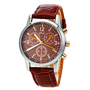 [XmasSale]boîtier rond PU bande de montre-bracelet à quartz analogique pour hommes