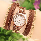 le cuir de mode des femmes enchaîné montre à quartz japonais (couleurs assorties)