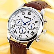 six mains montre-bracelet chiffres romains bracelet en cuir de quartz son design classique des hommes (couleurs assorties)