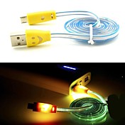 Smiling Flowing Current Charger Micro USB Cable with LED for Samsung and Other Phone (Assorted Colors)