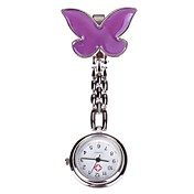 Women's Purple Butterfly Needle Buckle Chain Design Doctor Nurse Pocket Quartz Watch