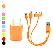  8 broches 30 broches et Micro 5 broches pour câble de recharge USB avec Plug UE pour l'iPhone et autres (20cm, 5V, 1A, couleurs assorties)