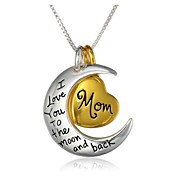 Fashion Mom Heart And Moon Pendant Silver Alloy Pendant Necklace(1 Pc)