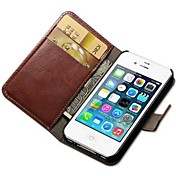 Crazy Horse PU Leather Full Body Case with Card Slot and Stand for iPhone 4/4S  (Assorted Colors)