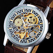 Montre Automatique avec Gravure pour Homme, En Cuir PU