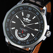 Men's Calendar Black Leather Band Automatic Mechanical Wrist Watch