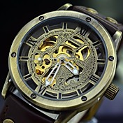 Men's Retro Auto-Mechanical Watch Vintage Automatic Self Wind Leather Skeleton Wrist Watch (Assorted Colors)