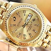 Men's Round Dial Rome Digital Double Calendar Steel Band Quartz Fashion Watch