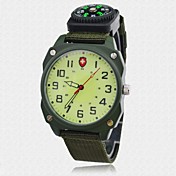 Men's Canvas Watch Infantry Quartz Fabric Nylon Strap Military Watch Luminous Dial & Pointer Compass Watch