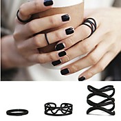 Korean Fashion Trendsetter Matte Black Joint Ring 3pcs/set