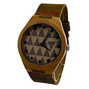 Men's Wooden Watch Bamboo Case Genuine Cow Leather Strap Classic Vogue Casual Quartz Watch