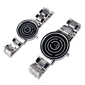 Couple's Analog Wrist Watch Personality Rotation of Dial Plate Stainless Steel Belt Design Quartz Watch (2pcs)