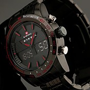 Men's Full Steel Sport Watch Japanese Quartz Analog-Digital LED/LCD/Multifunctional/Water Resistant/Alarm Military Clock