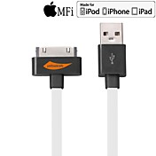 Yellowknife 30-Pin To USB Cable Charging Sync Data Flat White Cable for iPhone 4/4s 100cm