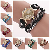 Women's Ellipse Diamond Dial Two-tone Rhinestone Band Quartz Analog Fashion Bracelet Watch (Assorted Color)