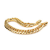 Massive 18K Yellow Gold Filled Men's Chain Bracelet Solid Double Curb Chain 9.4