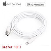 Original MFi Certified Lightning to USB Cable Date Sync Charging for iPhone 6/6Plus/5S/5/5c/iPad Air/mini/4(300cm)